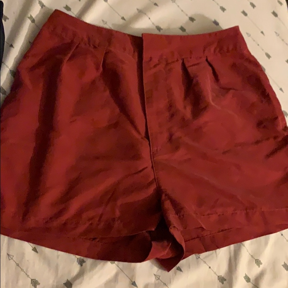 High waist red shorts